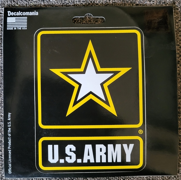 US Army Sticker 5" Square Black Yellow Star United States Military Decal Car - Picture 1 of 3